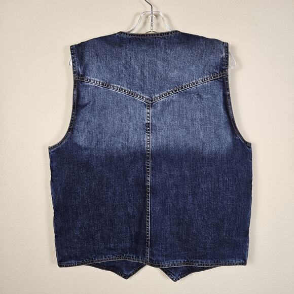 Concealed Carry Mens Denim Vest Western Biker Snap Front Motorcycle Metagear L - Picture 2 of 14